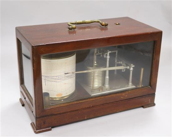 A mahogany cased barograph width 31cm height 20cm